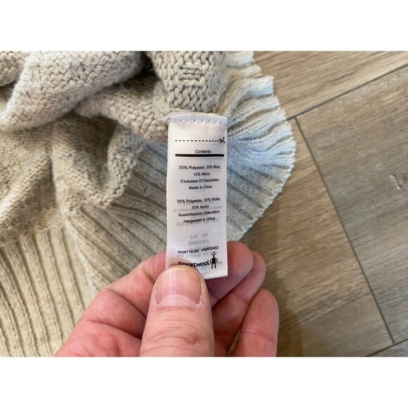 Smartwool Waffle Knit Mens XXL Dove Gray 1/4 Zip Wool Blend Trail Lodge Sweater - Picture 4 of 9